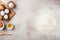 Top View of Essential Baking Ingredients on Counter, Copy Space