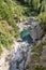 Top view of the famous Lillaz waterfalls, Aosta Valley, Italy, in the summer season