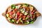 Top View, Fattoush On A Wooden Boardon White Background