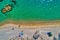 Top view of Fava Beach at Chalkidiki, Greece. Aerial Photography