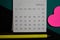 Top view February monthly Calendar isolated on office desk
