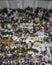 Top view of female Muslim women wait for evening prayers facing the Kaabah in Makkah, Kingdom of Saudi Arabia.