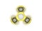 Top view of fidget spinner golden toy with spining motion blur