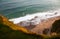 top view of a fisherman and waves - old man fishing in the sea