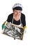 Top view of fishmonger holding a box of sardine