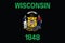 Top view of flag of African Americans of Wisconsin state, untied states of America. USA Juneteenth Freedom Day. no flagpole. Plane