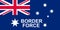 Top view of flag Australian Border Force 2015, Australia. Australian travel and patriot concept. no flagpole. Plane design, layout