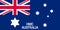 Top view of flag Australian Customs 1901 1903, Australia. Australian travel and patriot concept. no flagpole. Plane design, layout