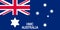 Top view of flag Australian Customs 1903 1904, Australia. Australian travel and patriot concept. no flagpole. Plane design, layout