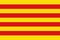 Top view of flag Catalonia, Spain. Spanish travel and patriot concept. no flagpole. Plane design, layout. Flag background