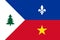 Top view of flag department of l\\\'Acadie occidentale, France. French travel and patriot concept. no flagpole. Plane design,