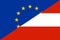 Top view of flag Europe and Austria Austria. Austrian patriot and travel concept. no flagpole. Plane design, layout. Flag