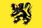Top view of flag Flanders, Belgium. Belgian travel and patriot concept. no flagpole. Plane design, layout. Flag background