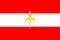 Top view of flag Imperial Free City of Trieste Austria. Austrian patriot and travel concept. no flagpole. Plane design, layout.