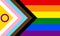 Top view of flag of LGBTQ Progress Pride with intersex inclusion, no flagpole. Plane design, layout. Flag background. Freedom and