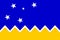 Top view of flag Magallanes, Chile. Chilean travel and patriot concept. no flagpole. Plane design, layout. Flag background