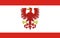 Top view of flag Osno Lubuskie, Poland. Polish patriot and travel concept. no flagpole. Plane design, layout. Flag background