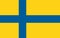 Top view of flag Ostergotland, Sweden. Swedish patriot and travel concept. no flagpole. Plane design, layout. Flag background