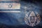 Top view of flag Prison Service Commander, Israel. retro flag with grunge texture. Israeli travel and patriot concept. no flagpole