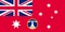 Top view of flag Red Ensign of Commonwealth Lighthouse Service, Australia. Australian travel and patriot concept. no flagpole.