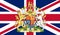 Top view of flag of Royal Arms of England on United Kingdom . flag of united kingdom of great Britain, England. no flagpole. Plane