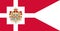 Top view of flag Royal Standard, Denmark. Danish patriot and travel concept. no flagpole. Plane design, layout. Flag background