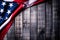 Top view of Flag of the United States of America on wooden background.  Independence Day USA, Memorial