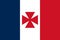 Top view of flag Uvea 1860, France. French travel and patriot concept. no flagpole. Plane design, layout. Flag background