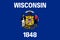 Top view of flag of Wisconsin, no flagpole. Plane design, layout. Flag background