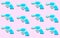Top view flat lay blue gun with shadow pattern on a pink pastel background