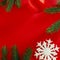 Top view Flat lay Christmas still life from christmas decorations on a red background