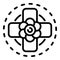 Top view flower cross icon, outline style