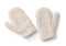 Top view of fluffy faux fur winter mittens