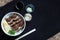Top view and focus to Unadon or unagi donburi or eel bowl is a dish originating in Japan