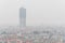 Top view foggy and misty Hanoi urban landscape causes by air pollution