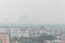 Top view foggy and misty Hanoi urban landscape causes by air pollution