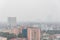 Top view foggy and misty Hanoi urban landscape causes by air pollution