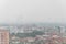 Top view foggy and misty Hanoi urban landscape causes by air pollution