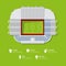 Top view of football stadium or soccer arena. Sport venue in flat design. Infographic and sport icon set.