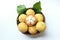 Top view fresh sliced santol Sandoricum koetjape fruit in a Wicker basket.the famous fruit Thailand and seasonal fruit