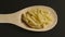 TOP VIEW: Fusilli appears in wooden spoon