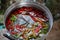 Top view, galangal, pepper, lemongrass, tilapia, vegetable, herb, Thai food concept for health