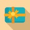 Top view gift box icon flat vector. Luxury surprise