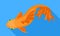 Top view gold fish icon, flat style