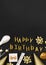 top view golden happy birthday candles. High quality photo
