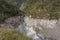 Top view of gorge with torrent in a very wild area, Dolomites, Italy