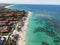 The top view of a gorgeous beach. Blue ocean on a sunny day