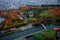 Top View of Goryokaku Fort in the Autumn where is a Famous Tourist Attraction in Hokkaido.