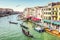 Top view on the Grand canal and gondolas with tourists, Venice