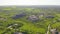 Top view of granite quarry, sand piles and crushing equipment quarry